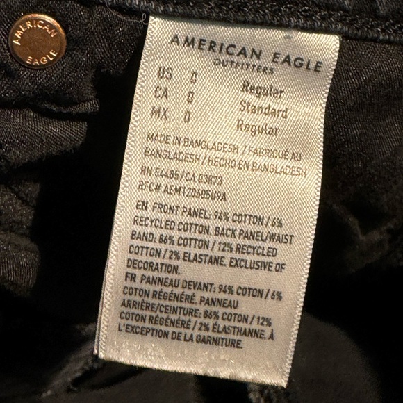 American Eagle Size 0 Womens Mom Jeans Strigid Black Distress Stretch - Picture 5 of 6